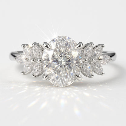 1.5 Carat Lab-Grown Oval Trilogy Engagement Ring