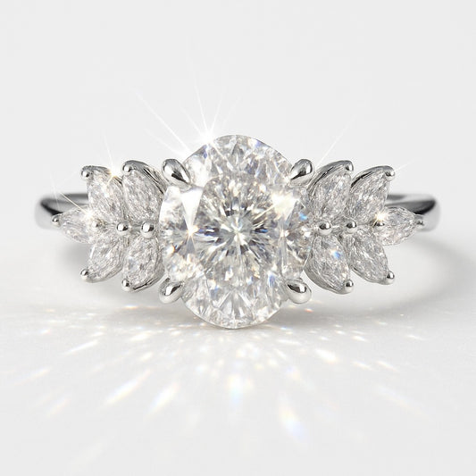 1.5 Carat Lab-Grown Oval Trilogy Engagement Ring