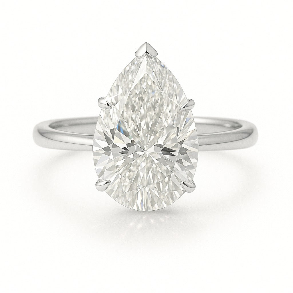 1.5 Carat Lab-Grown Pear Diamond Solitaire Engagement Ring - 18k White Gold