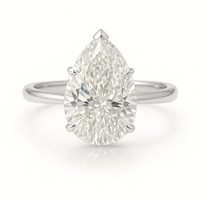1.5 Carat Lab-Grown Pear Diamond Solitaire Engagement Ring - 18k White Gold