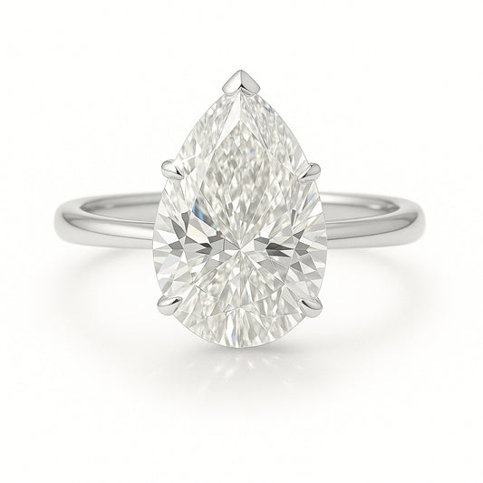 1.5 Carat Lab-Grown Pear Diamond Solitaire Engagement Ring - 18k White Gold