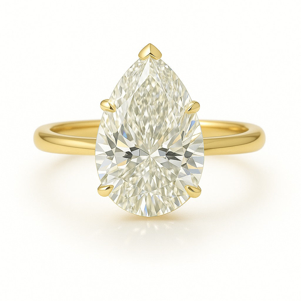 1.5 Carat Lab-Grown Pear Diamond Solitaire Engagement Ring - 18k White Gold