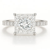 1.5 Carat Lab-Grown Princess Diamond Band Engagement Ring 18K White Gold