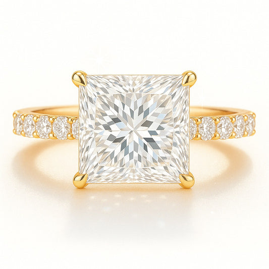 1.5 Carat Lab-Grown Princess Diamond Band Engagement Ring 18K White Gold