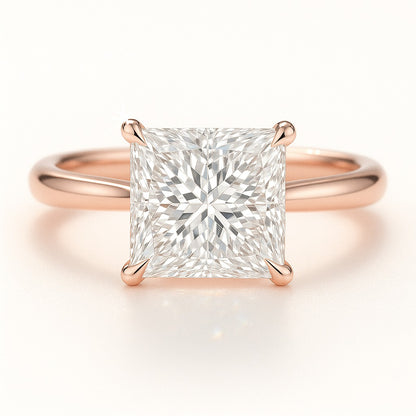 1.5 Carat Lab-Grown Princess Diamond Solitaire Engagement Ring - 18k Yellow Gold