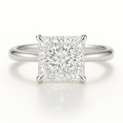 1.5 Carat Lab-Grown Princess Diamond Solitaire Engagement Ring - 18k Yellow Gold