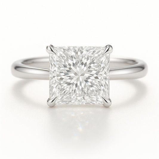 1.5 Carat Lab-Grown Princess Diamond Solitaire Engagement Ring - 18k Yellow Gold