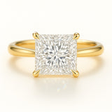 1.5 Carat Lab-Grown Princess Diamond Solitaire Engagement Ring - 18k Yellow Gold