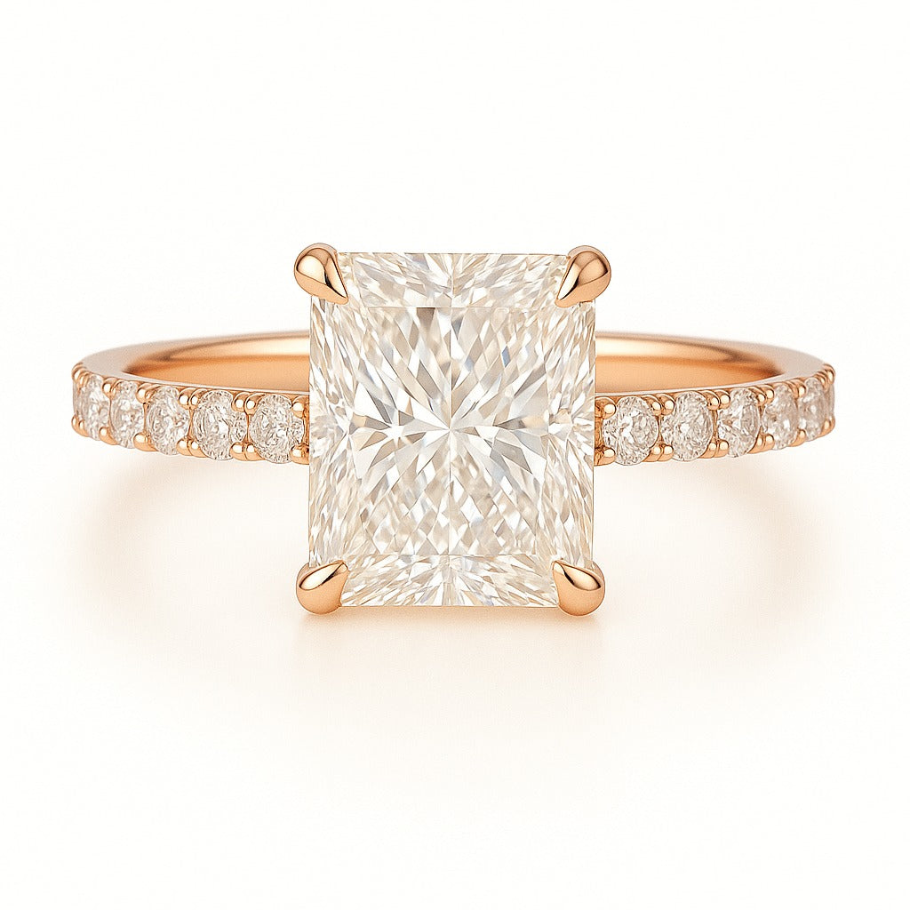 1.5 Carat Lab-Grown Radiant Diamond Band Engagement Ring