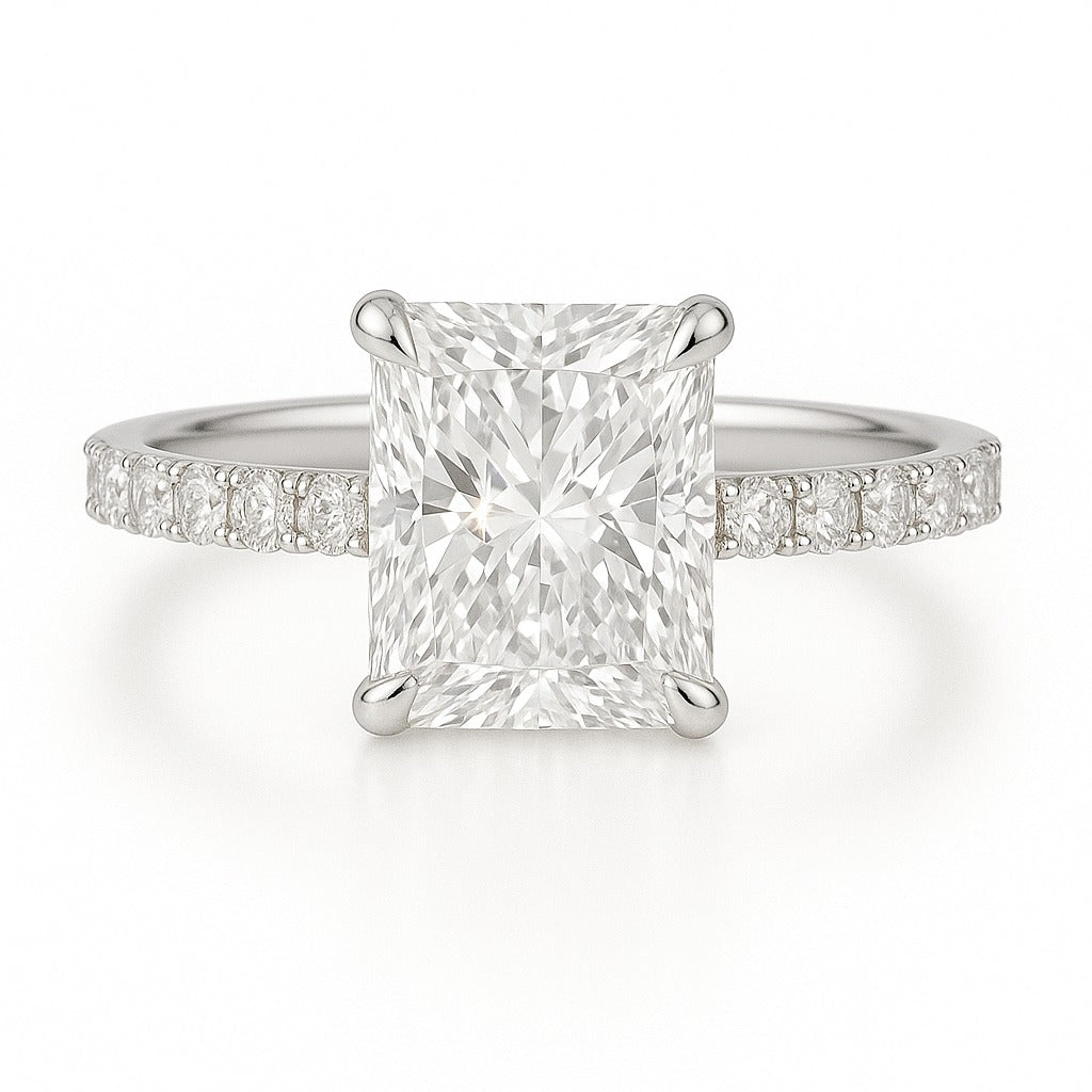 1.5 Carat Lab-Grown Radiant Diamond Band Engagement Ring
