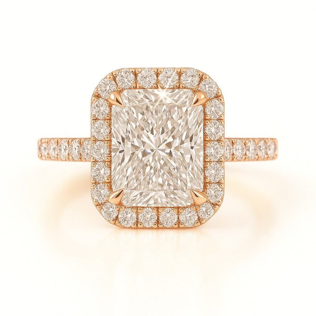 1.5 Carat Lab-Grown Radiant Diamond Halo Engagement Ring