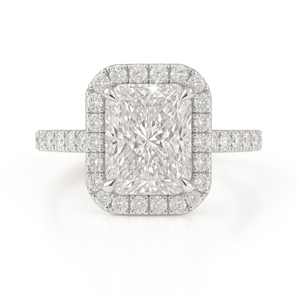 1.5 Carat Lab-Grown Radiant Diamond Halo Engagement Ring