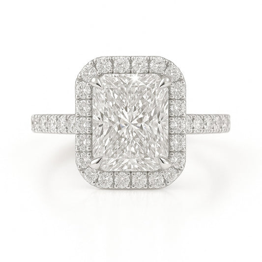 1.5 Carat Lab-Grown Radiant Diamond Halo Engagement Ring