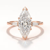 1.5 Carat Lab-Grown Trilogy Engagement Ring – Marquise Diamond - 18k White Gold