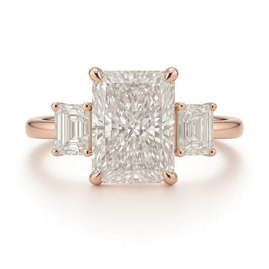 1.5 Carat Lab-Grown Trilogy Engagement Ring – Radiant Cut Diamond