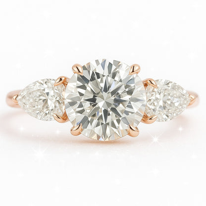 1.5 Carat Lab-Grown Trilogy Engagement Ring – Round Brilliant Diamonds