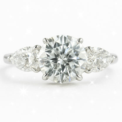 1.5 Carat Lab-Grown Trilogy Engagement Ring – Round Brilliant Diamonds