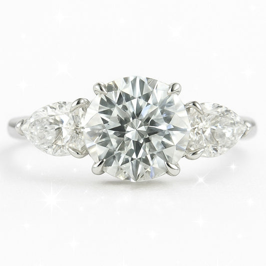 1.5 Carat Lab-Grown Trilogy Engagement Ring – Round Brilliant Diamonds