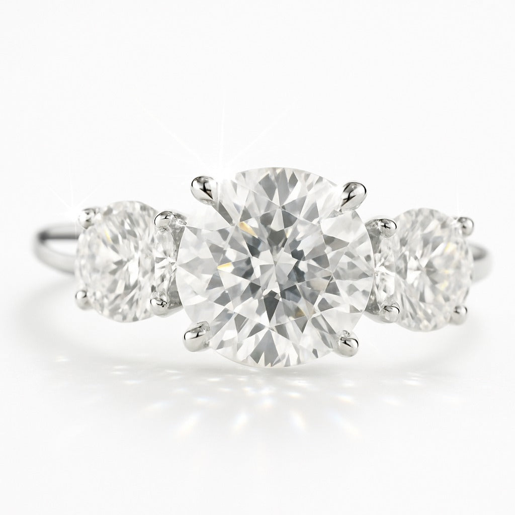 1.5 Carat Lab-Grown Trilogy Engagement Ring – Round Brilliant Diamonds