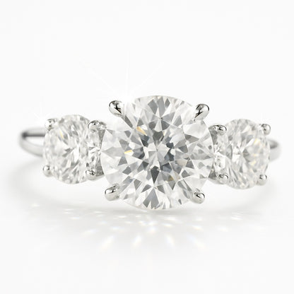 1.5 Carat Lab-Grown Trilogy Engagement Ring – Round Brilliant Diamonds