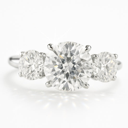 1.5 Carat Lab-Grown Trilogy Engagement Ring – Round Brilliant Diamonds