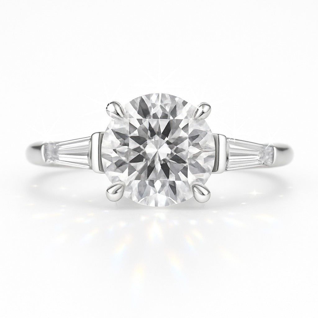 1.5 Carat Lab-Grown Trilogy Engagement Ring – Round Brilliant Diamonds