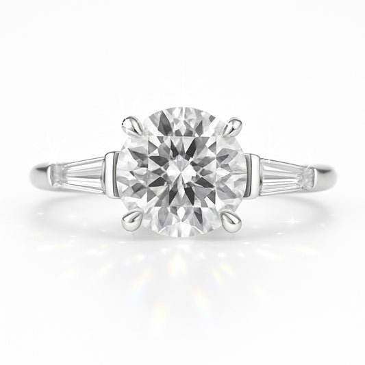1.5 Carat Lab-Grown Trilogy Engagement Ring – Round Brilliant Diamonds