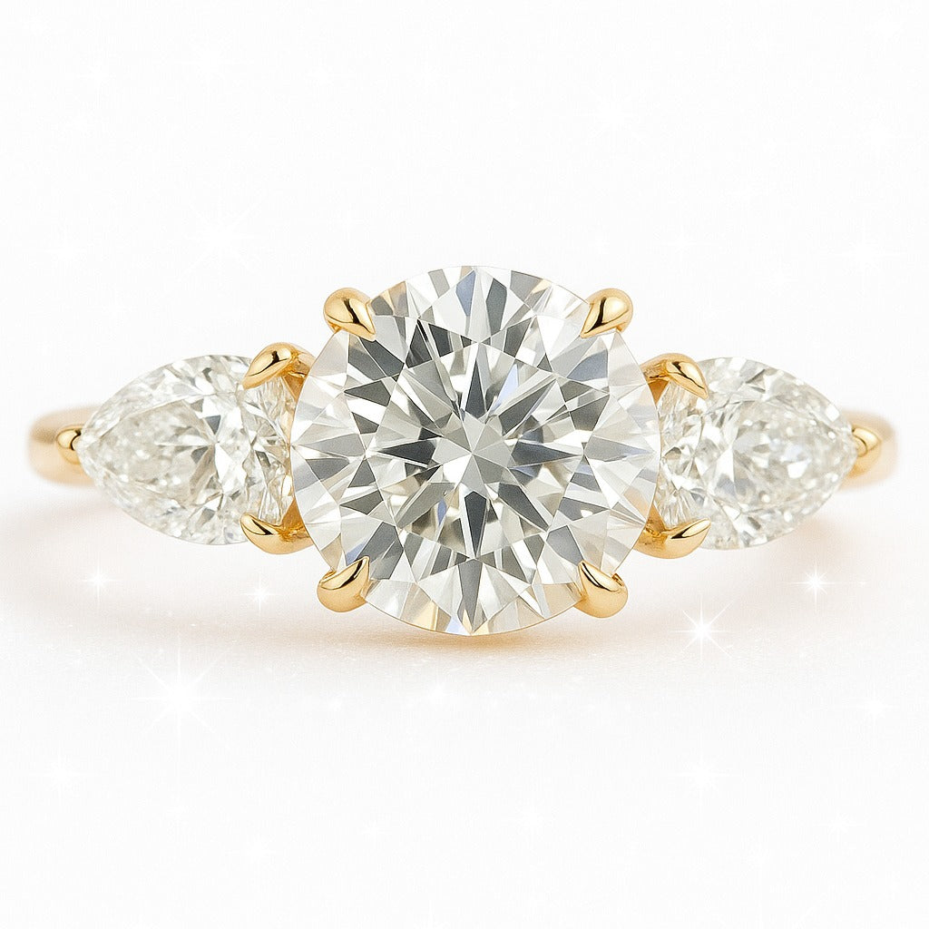1.5 Carat Lab-Grown Trilogy Engagement Ring – Round Brilliant Diamonds