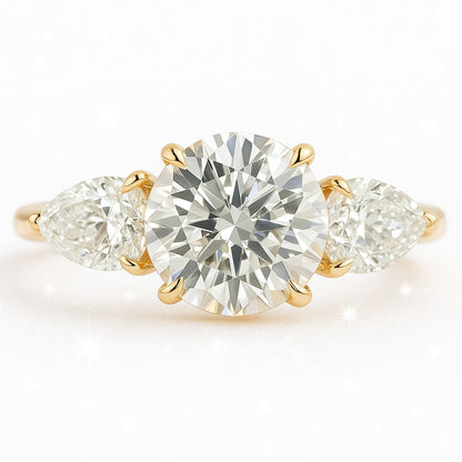 1.5 Carat Lab-Grown Trilogy Engagement Ring – Round Brilliant Diamonds