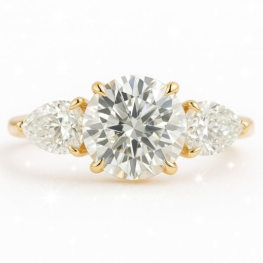 1.5 Carat Lab-Grown Trilogy Engagement Ring – Round Brilliant Diamonds