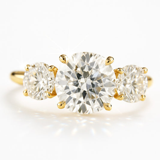 1.5 Carat Lab-Grown Trilogy Engagement Ring – Round Brilliant Diamonds