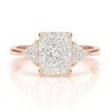 1.5 Carat Lab-Grown Trilogy Engagement Ring with Radiant Diamond 18K Yellow Gold