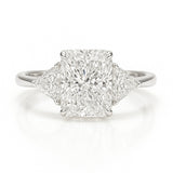 1.5 Carat Lab-Grown Trilogy Engagement Ring with Radiant Diamond 18K Yellow Gold