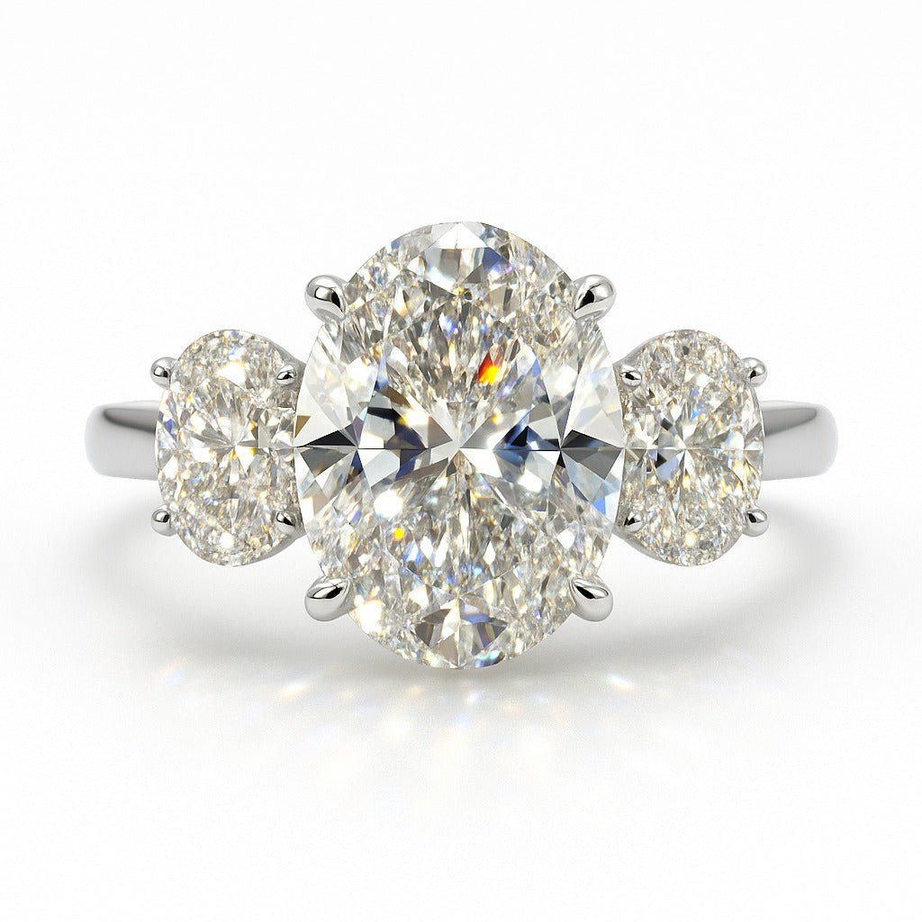 1.5 Carat Lab-Grown Trilogy Oval Diamond Engagement Ring