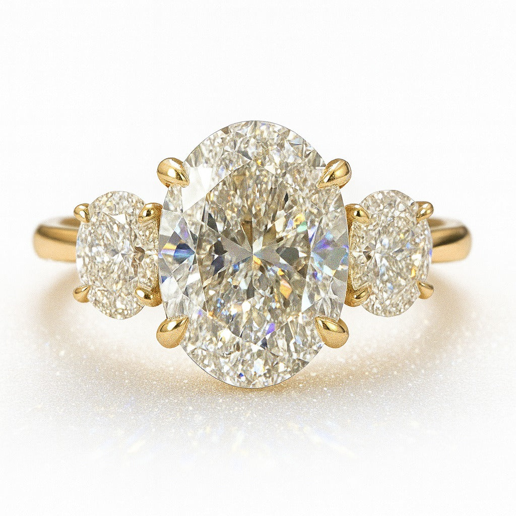 1.5 Carat Lab-Grown Trilogy Oval Diamond Engagement Ring