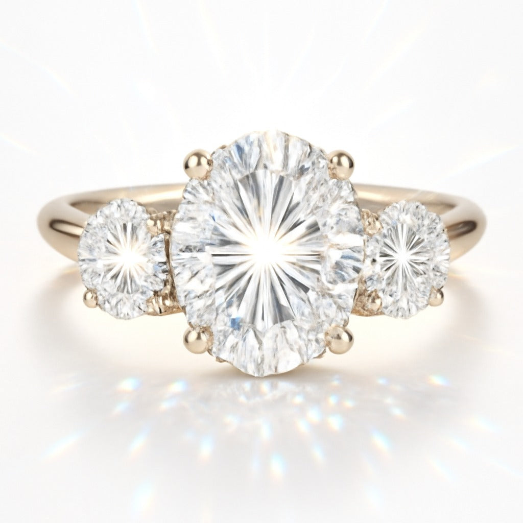 1.5 Carat Oval Lab-Grown Diamond Trilogy Engagement Ring