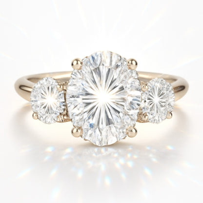 1.5 Carat Oval Lab-Grown Diamond Trilogy Engagement Ring