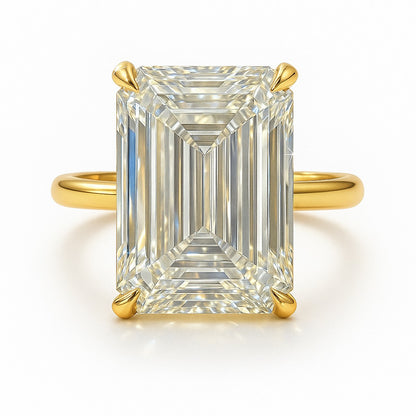 10 Carat Lab-Grown Emerald Cut Diamond Solitaire Engagement Ring - 18K White Gold