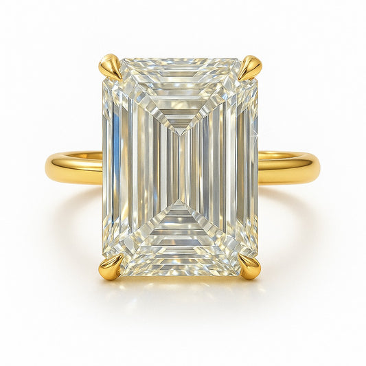 10 Carat Lab-Grown Emerald Cut Diamond Solitaire Engagement Ring - 18K White Gold