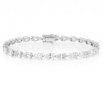 10ct Lab-Grown Pear Diamond Tennis Bracelet in 18K White Gold