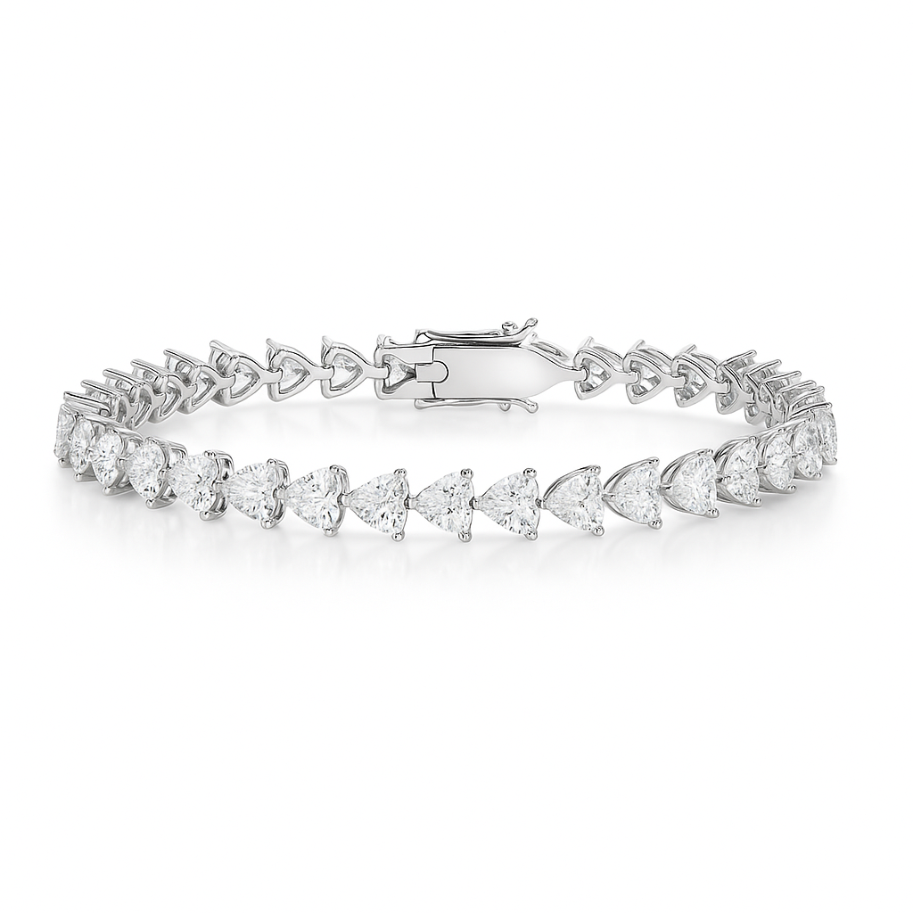 11ct Lab-Grown Heart Diamond Tennis Bracelet in White Gold