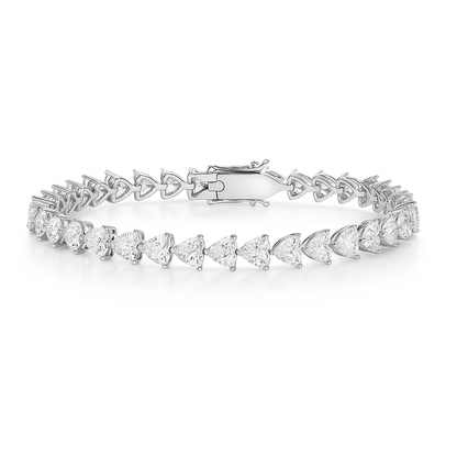 11ct Lab-Grown Heart Diamond Tennis Bracelet in White Gold