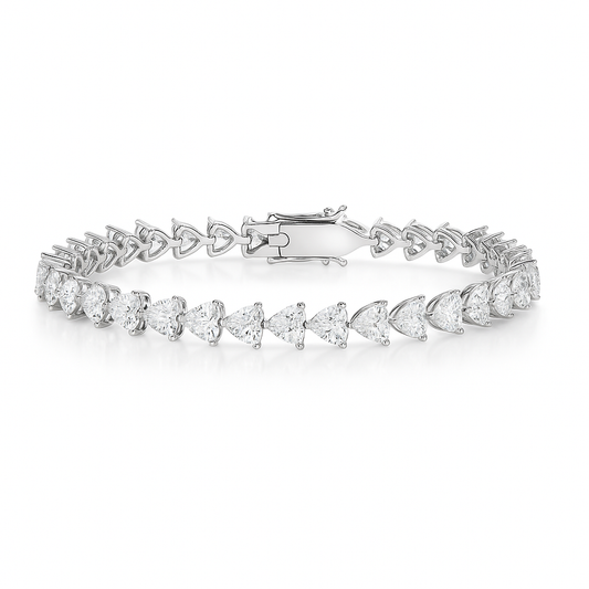 11ct Lab-Grown Heart Diamond Tennis Bracelet in White Gold