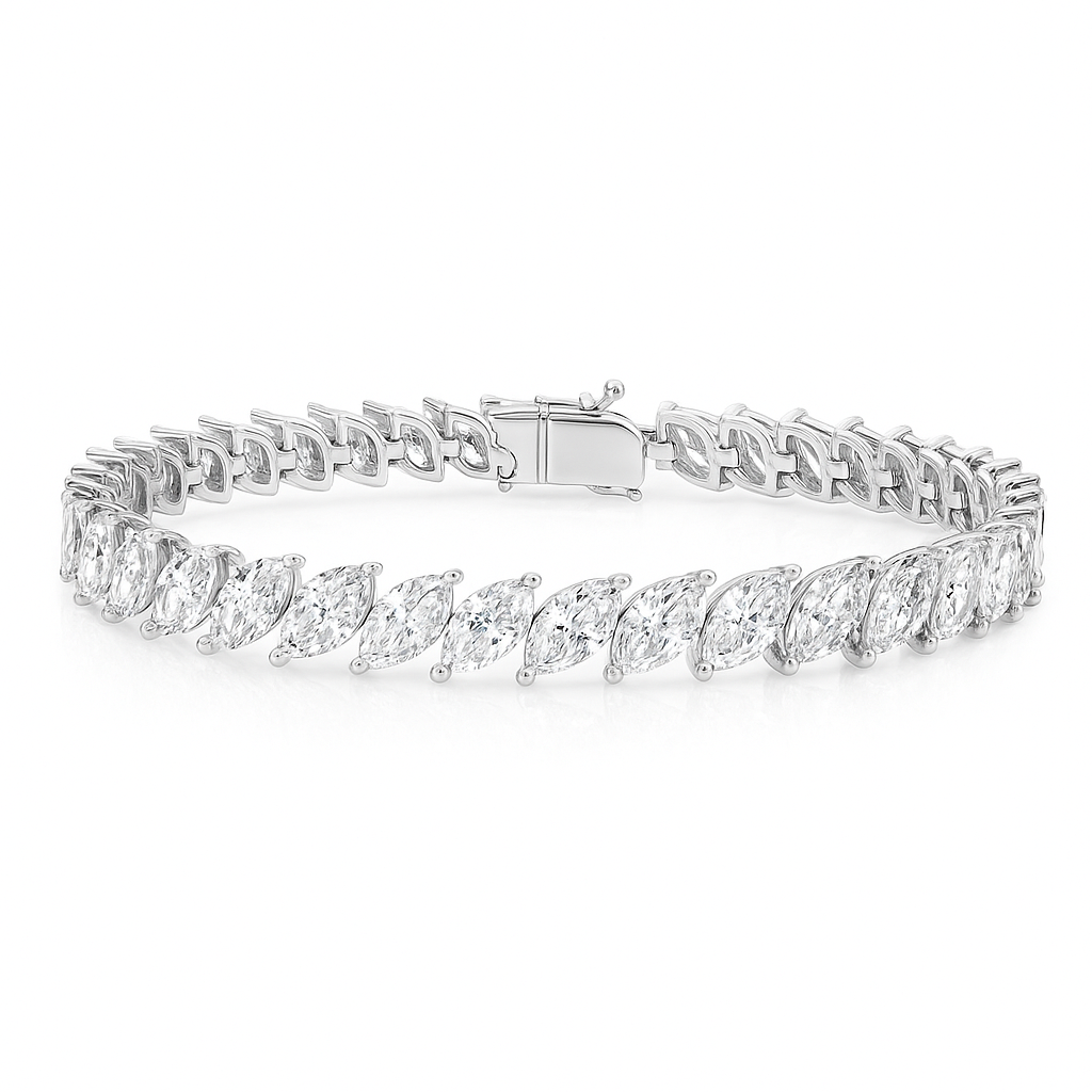11ct Lab-Grown Marquise Diamond Tennis Bracelet in White Gold