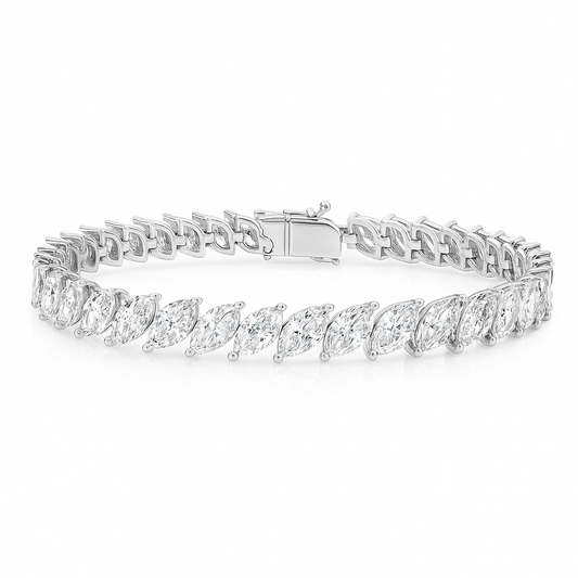 11ct Lab-Grown Marquise Diamond Tennis Bracelet in White Gold