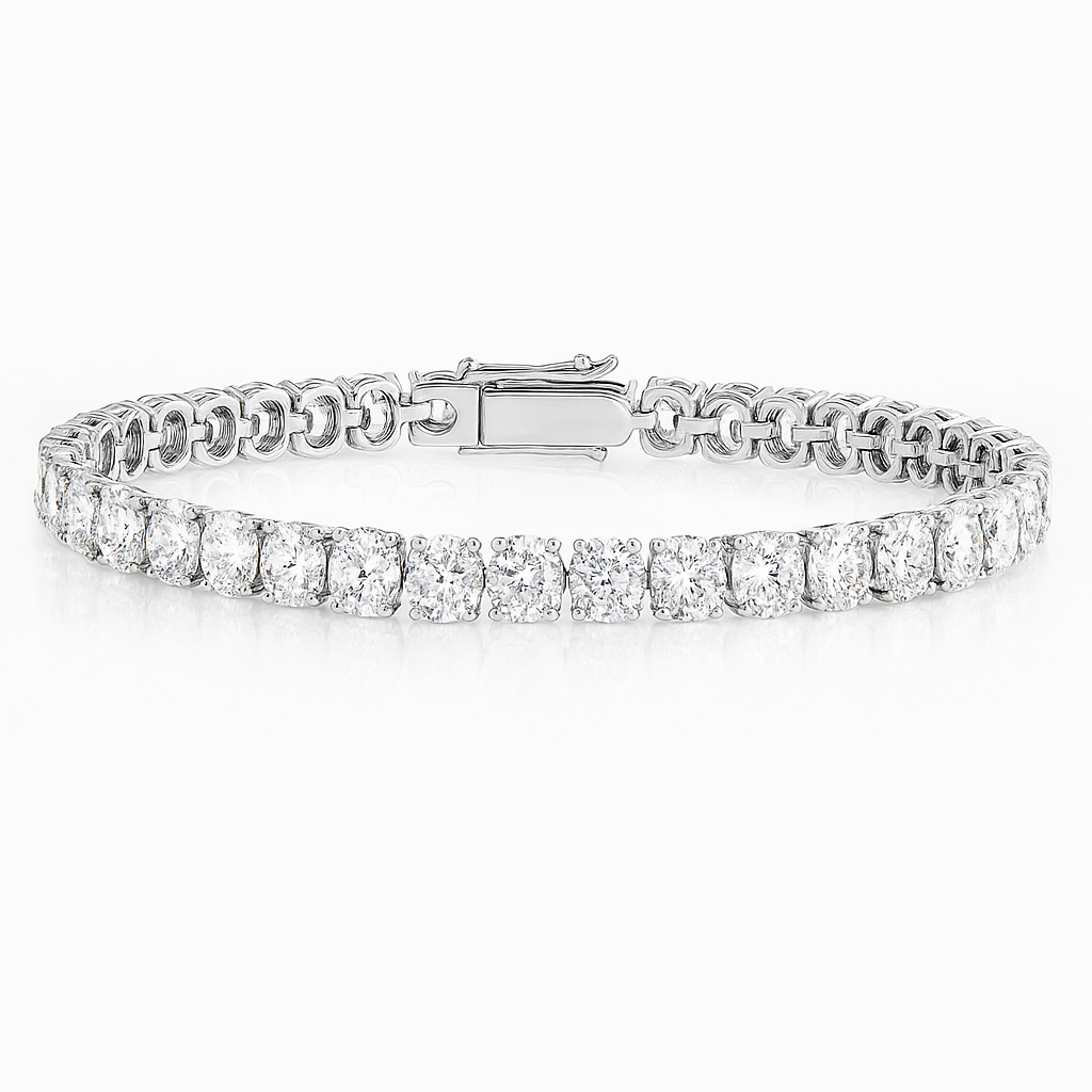 11ct Lab-Grown Oval Diamond Tennis Bracelet in 18K White Gold