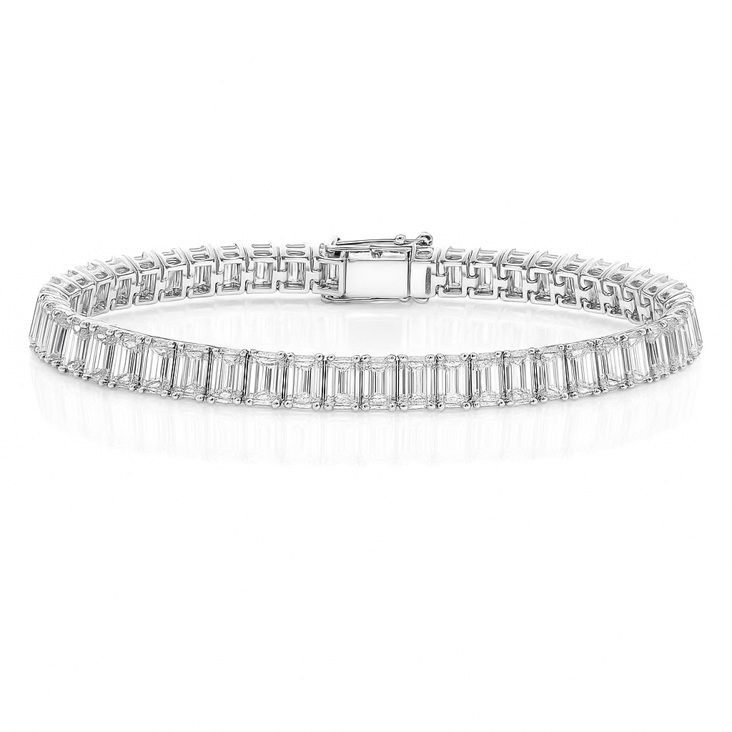 13ct Lab-Grown Emerald Cut Diamond Tennis Bracelet in White Gold