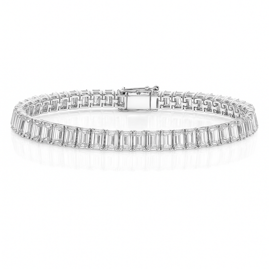13ct Lab-Grown Emerald Cut Diamond Tennis Bracelet in White Gold
