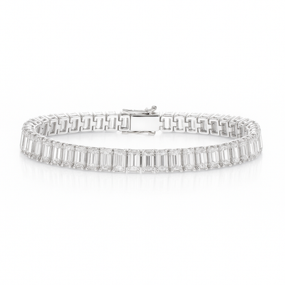 15ct Lab-Grown Emerald Cut Diamond Tennis Bracelet in White Gold