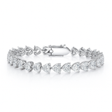 15ct Lab-Grown Heart Diamond Tennis Bracelet in White Gold